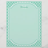 Elegant Mint Green Quatrefoil Monogram With Name (Front)