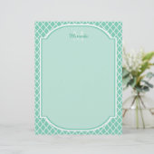 Elegant Mint Green Quatrefoil Monogram With Name (Standing Front)