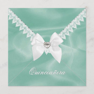 Elegant Mint Green Quinceañera Birthday Party Invitation