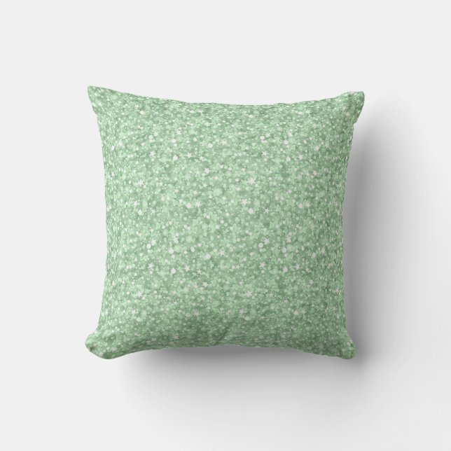 Elegant Mint-Green Retro Glitter & Sparkles Throw Pillow (Front)