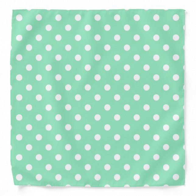 Elegant Mint Green Rustic Template White Polka Dot Bandana (Front)