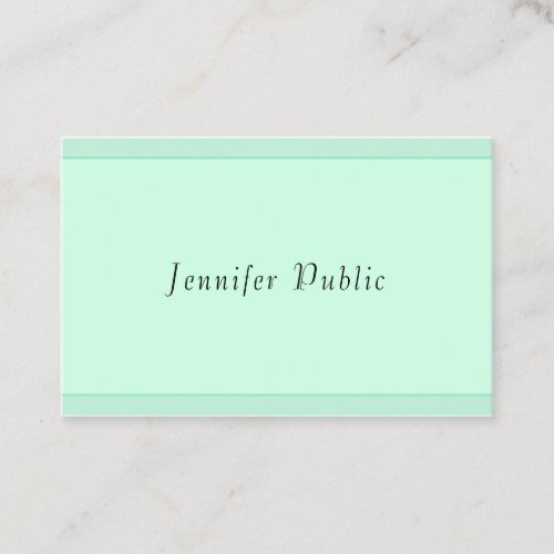 Elegant Mint Green Script Monogram Template Modern Business Card