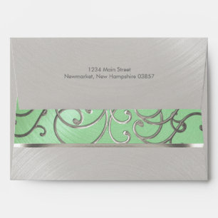 Elegant Mint Green Silver Filigree Envelope