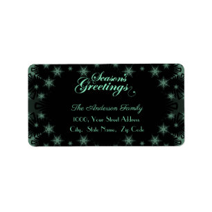 Elegant Mint Green Snowflakes Return Address Label