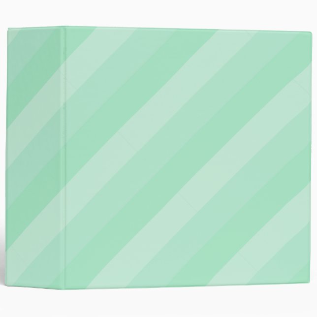 Elegant Mint Green Striped Modern Template Trendy 3 Ring Binder (Front/Spine)