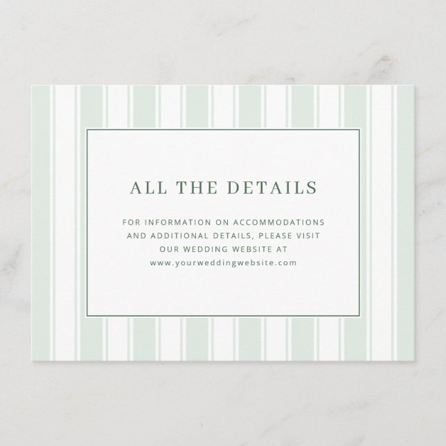 Elegant Mint Green Stripes Enclosure Card (Front)