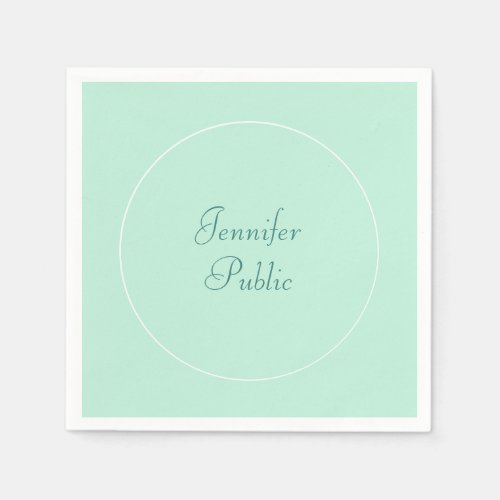 Elegant Mint Green Template Handwritten Script Napkins