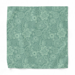 Elegant Mint-Green Tones Retro Floral Lace Bandana