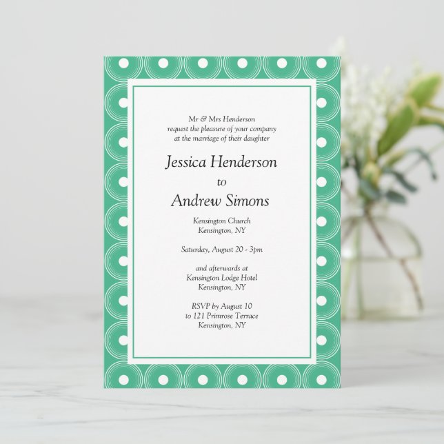 Elegant Mint Green Wedding Invitation (Standing Front)