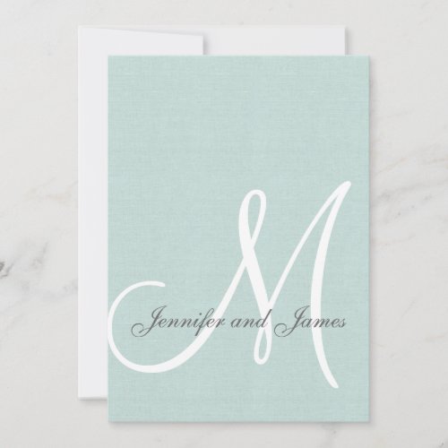 Elegant Mint Green Wedding Invitations Initial