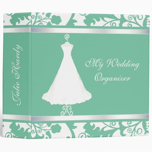 Elegant Mint Green Wedding Planner Binder (Front/Spine)