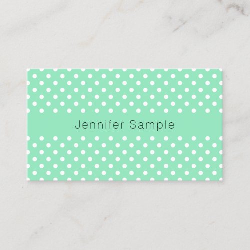 Elegant Mint Green White Dots Modern Template Business Card