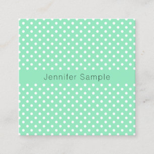 Elegant Mint Green White Dots Template Modern Square Business Card