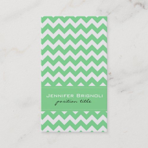 Elegant Mint-Green &amp; White Retro Chevron Pattern Business Cards