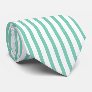 Elegant Mint-Green & White Stripes Pattern Neck Tie