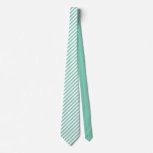 Elegant Mint-Green & White Stripes Pattern Neck Tie