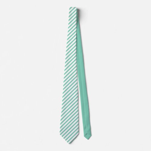 Elegant Mint_Green  White Stripes Pattern Neck Tie