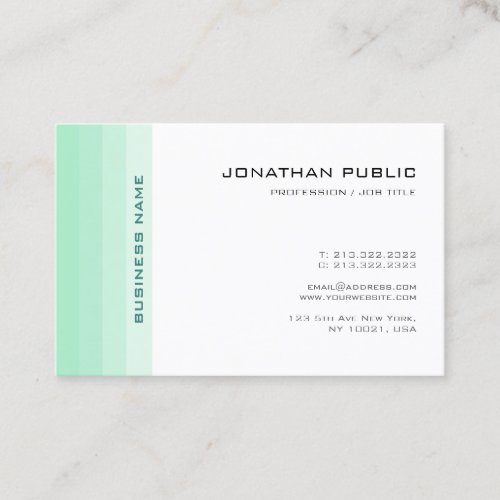 Elegant Mint Green White Trendy Modern Simple Business Card