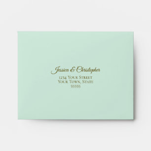 Elegant Mint Green with Gold Lace Wedding RSVP Envelope