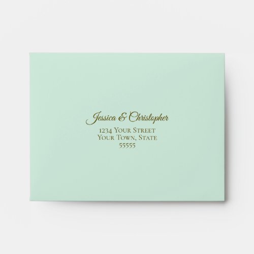 Elegant Mint Green with Gold Lace Wedding RSVP Envelope