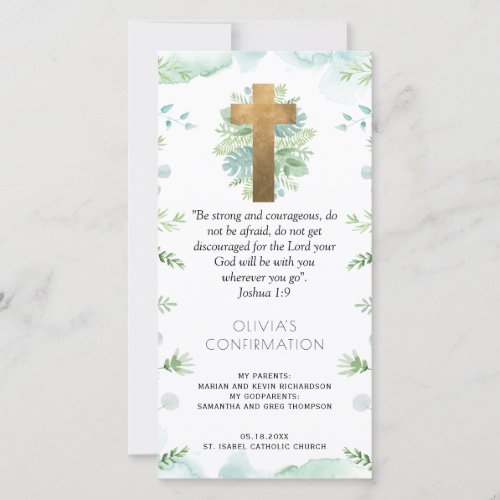 Elegant Mint Greenery Confirmation Bookmark Favor