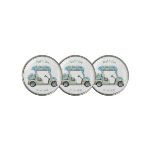 Elegant Mint Lattice and Blue Hydrangea Golf Marke Ball Marker