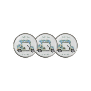 Elegant Mint Lattice and Blue Hydrangea Golf Marke Ball Marker