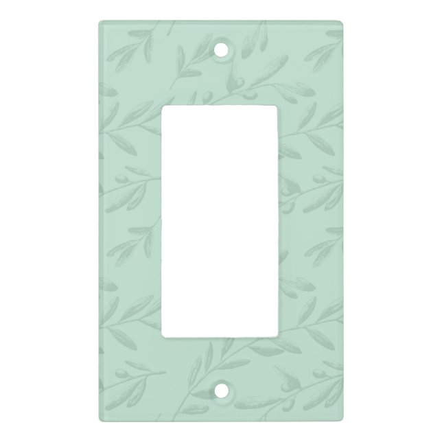 Elegant Mint Leaf Pattern Baby Nursery Light Switch Cover (Front)