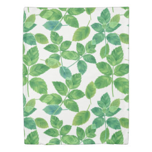 Elegant Mint Leaves Watercolor Botanical Design Duvet Cover