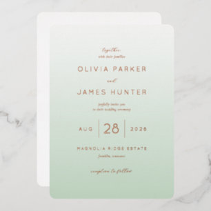 Elegant Mint Minimalist Wedding Invitation Foil Invitation