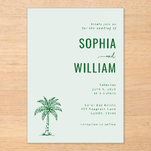 Elegant Mint Palm Tree Acrylic Invitations