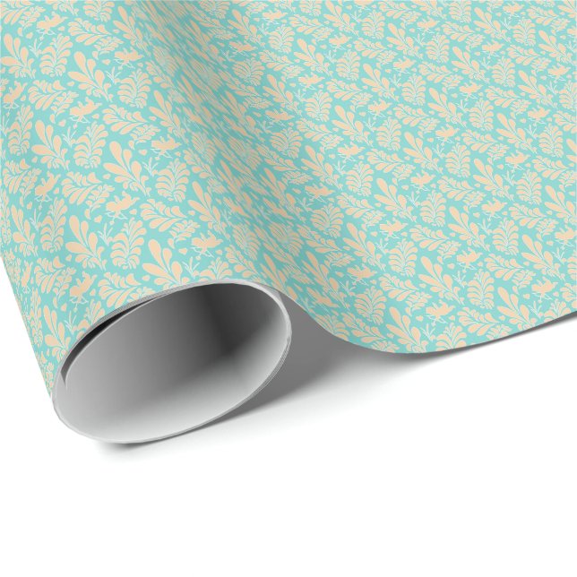Elegant Mint Pastel Floral Cupid Valentine’s Day Wrapping Paper (Roll Corner)