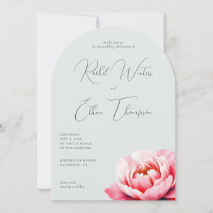 Elegant Mint Peony Wedding Invitation