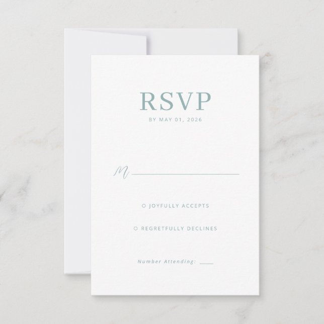 Elegant Mint RSVP Card (Front)