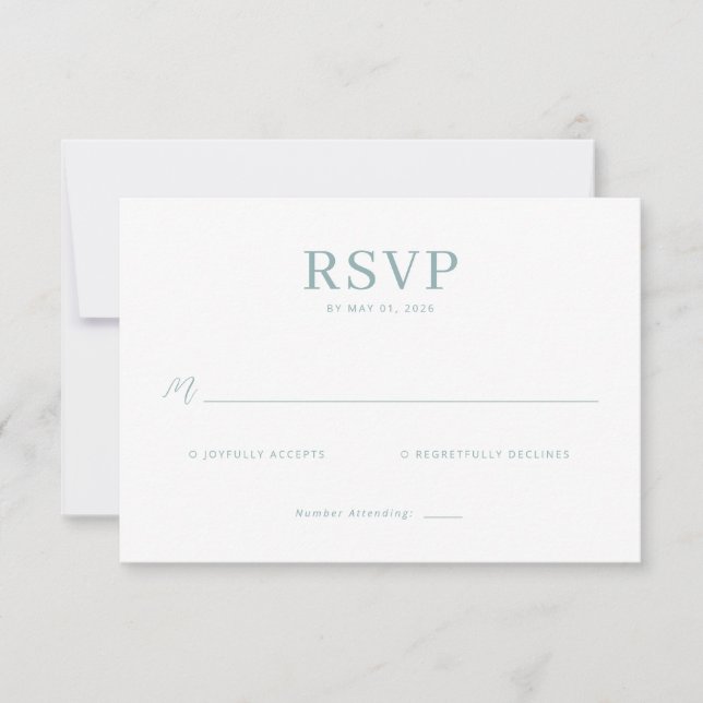 Elegant Mint RSVP Card (Front)