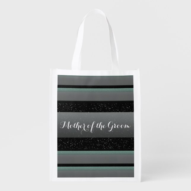 Elegant Mint, Spots, & Stripes Mother of Groom Eco Grocery Bag (Front)