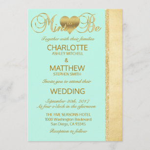 Elegant MINT TO BE Gold Modern Wedding Invitation
