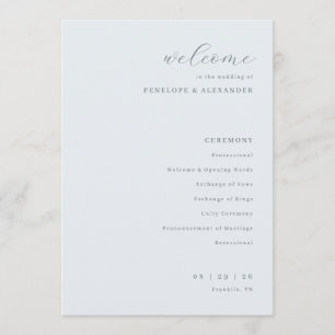 Elegant Mint Wedding Ceremony Schedule Program