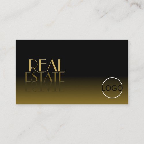 Elegant Mirror Font Classic Black Brown with Logo Business Card