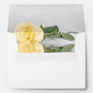 Elegant Mirrored Yellow Rose White Wedding Envelope