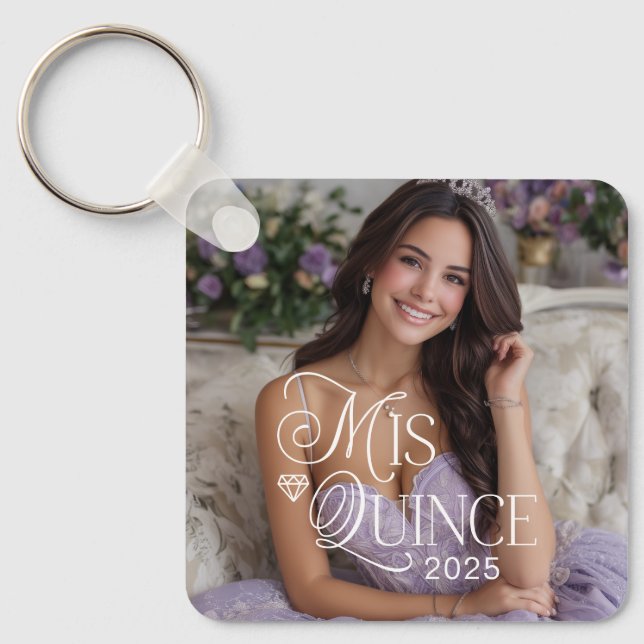 Elegant Mis Quince Quinceañera Photo  Keychain (Front)