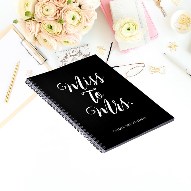 Elegant Miss to Mrs Chic Modern Wedding Planner Notebook (Miss to Mrs notebook is the perfect wedding planning notebook to organise your wedding)