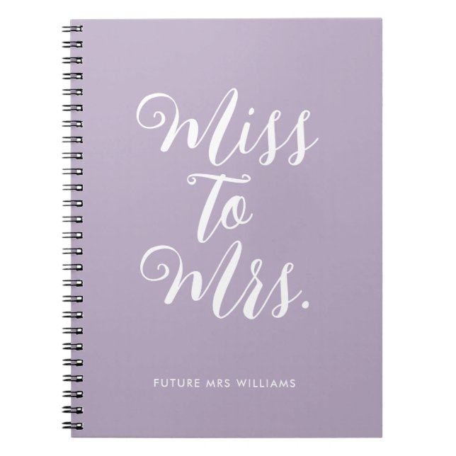 Elegant Miss to Mrs Chic Modern Wedding Planner Notebook (Front)