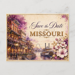 Elegant Missouri Save the Date Wedding Invitation Postcard
