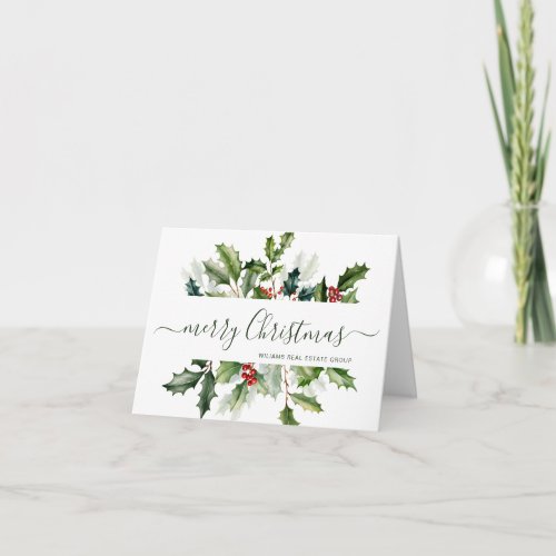 Elegant Mistletoe Christmas Corporate Greeting Holiday Card