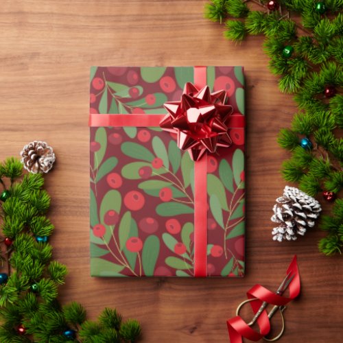 Elegant Mistletoe Christmas Holiday Wrapping Paper