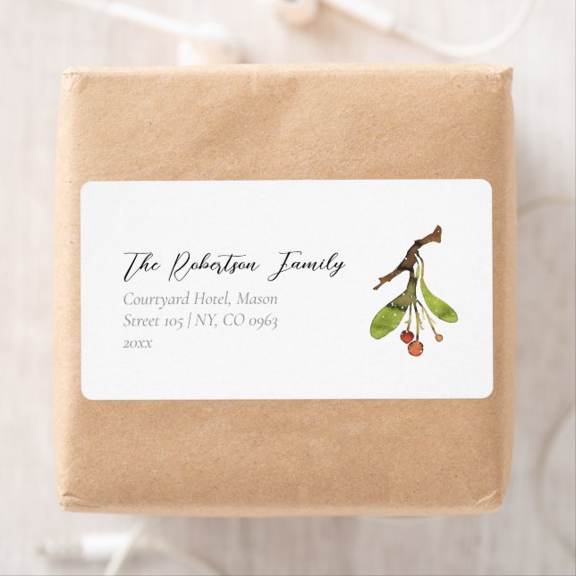 Elegant Mistletoe Christmas Label (Insitu)