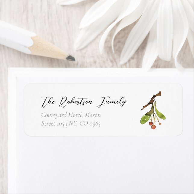 Elegant Mistletoe Christmas Label (Insitu)