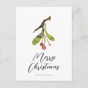Elegant Mistletoe Christmas Postcard