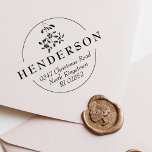 Elegant Mistletoe Christmas Return Address Rubber Stamp<br><div class="desc">This elegant botanical Christmas / winter return address stamp is perfect for those with long last names! The round stamp features a broken-in-half round frame, with your family name in between written in an elegant large serif typography. Above the name, there is a mistletoe hanging from the top and below...</div>